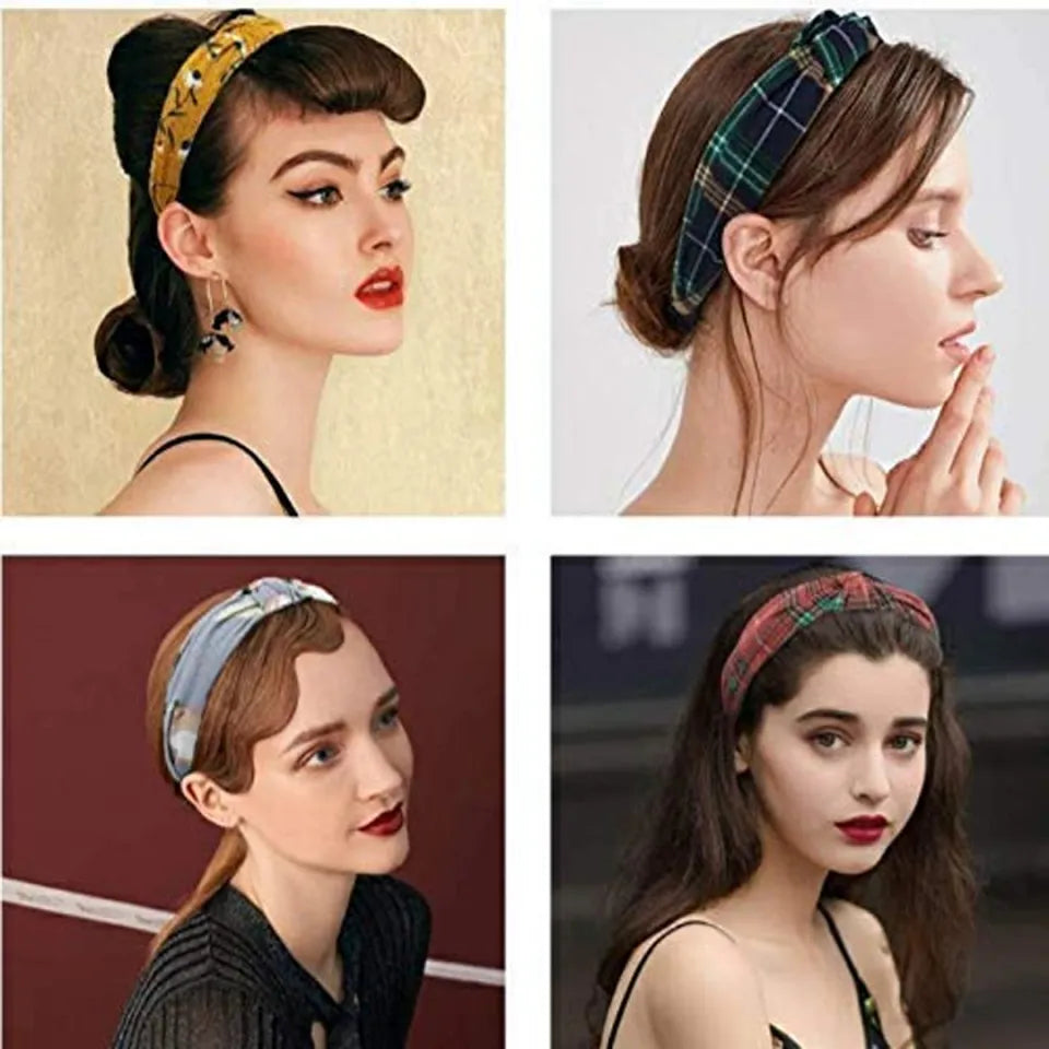 1 Pcs Korean Style Solid Fabric Dotted Knot Hair Band