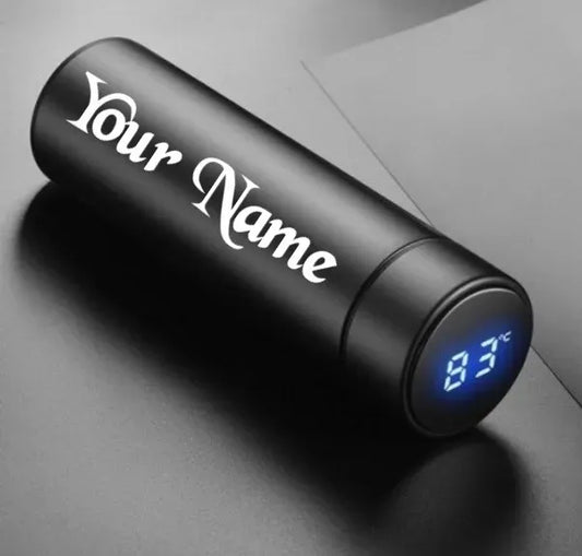 CUSTOMIZE Name Water Bottle LED Temperature Display