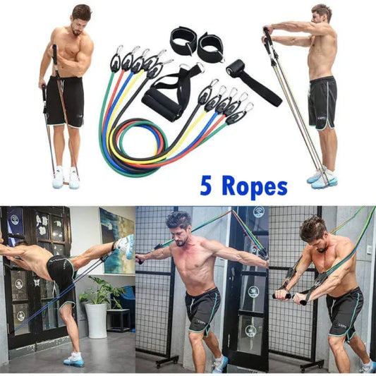 11 PCS Latex Resistance Band Set Yoga Pilates Abs Exercise Fitness Gym Workout Set