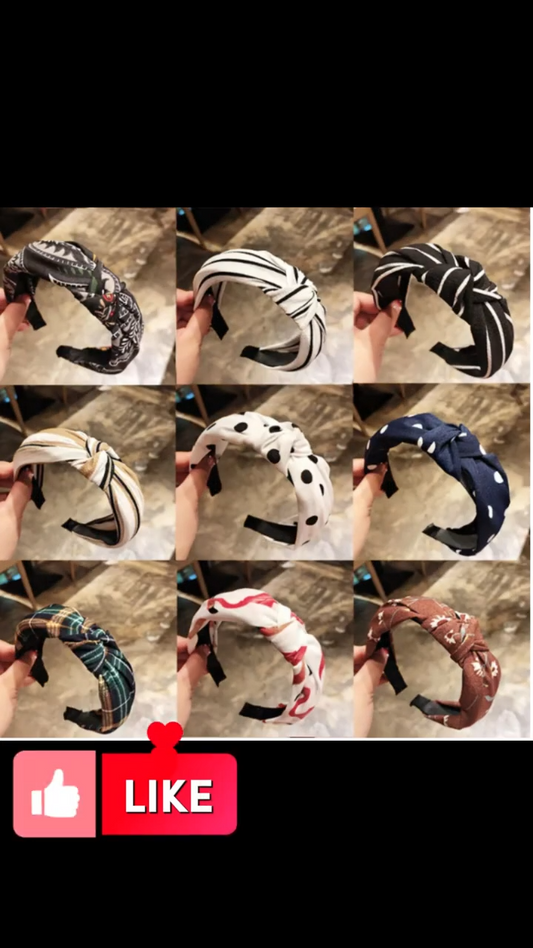 1 Pcs Korean Style Solid Fabric Dotted Knot Hair Band