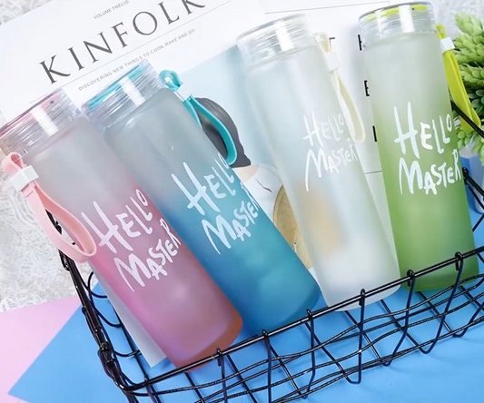 Hello master 400ml Colorful Glass Water Bottles For Girls Boys
